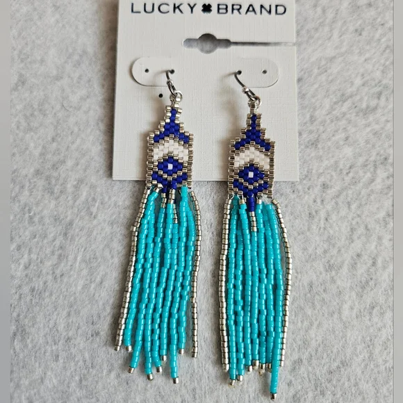 Lucky Brand Blue and Silver Beaded Earrings - Picture 2 of 8